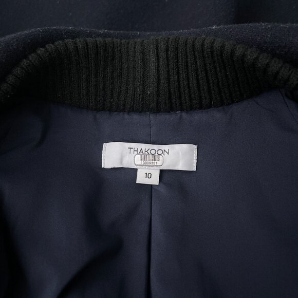 Thakoon Wool Peacoat Single Breasted Overcoat Jacket Navy Blue Women's 10 - Picture 5 of 10